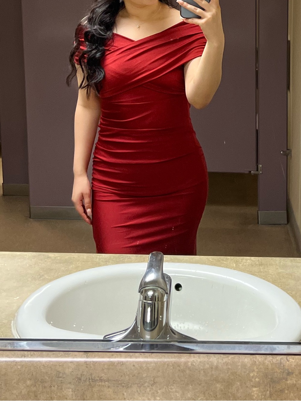 Fashion Nova Red Off-Shoulder Bodycon Dress